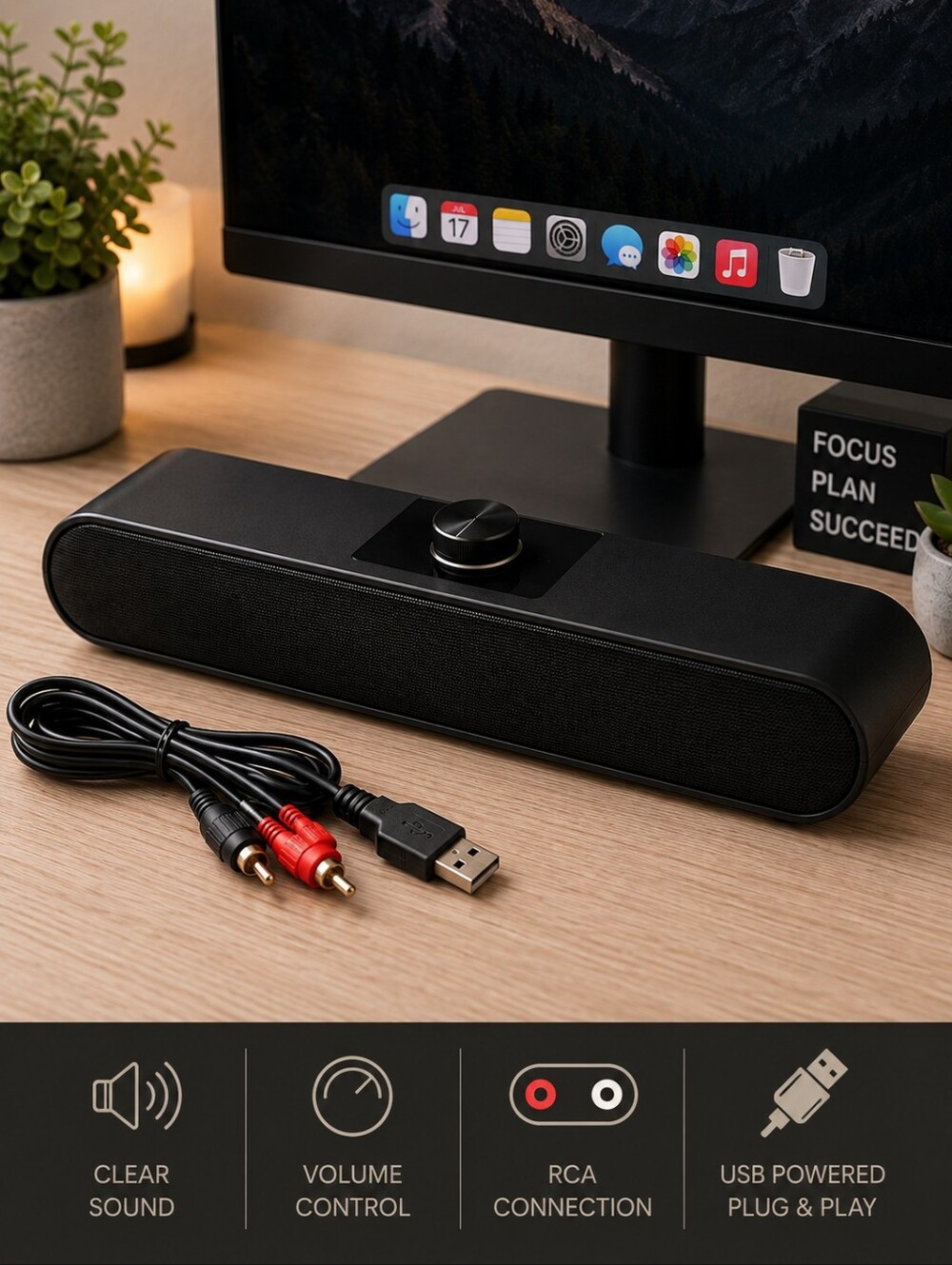 🕯LENRUE A39 USB Computer Soundbar Speaker Volume Control Tested
